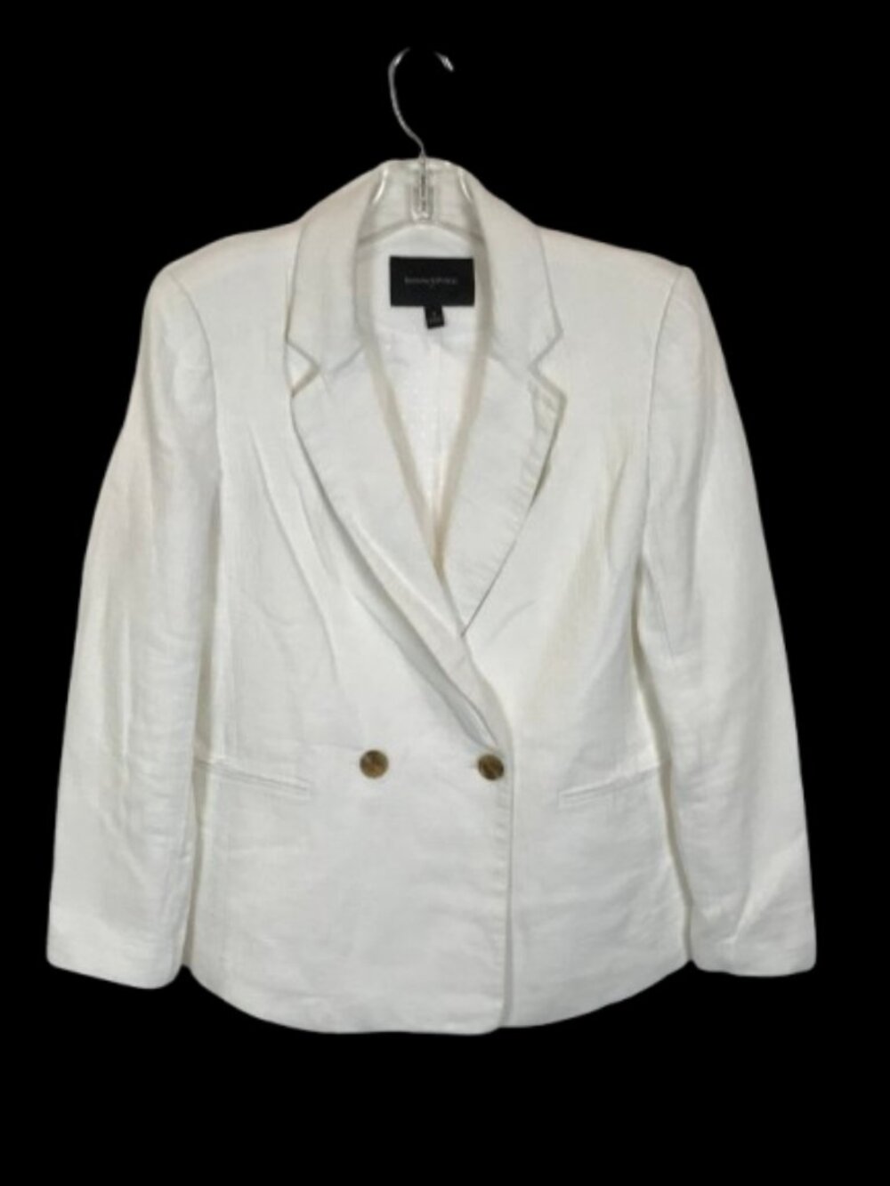 Banana Republic Size 4 White Textured Two-Button Blazer Jacket